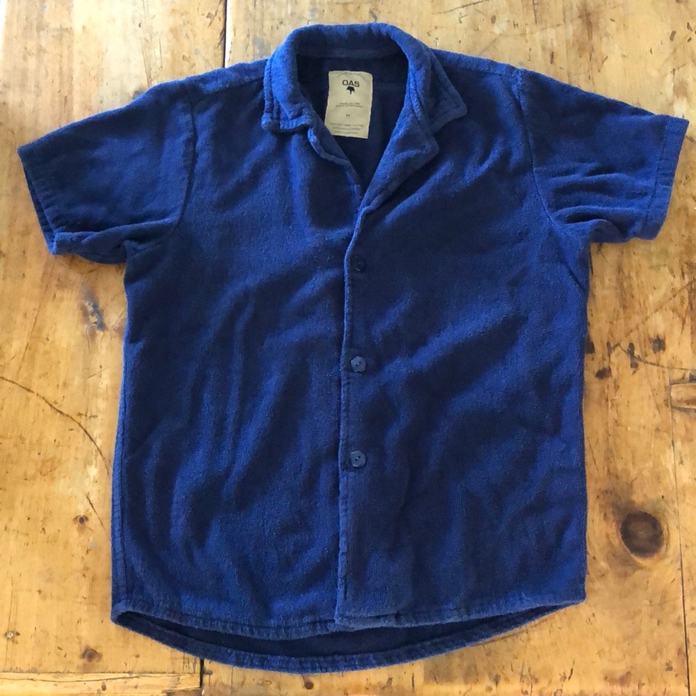 OAS Navy Terrycloth Button Up